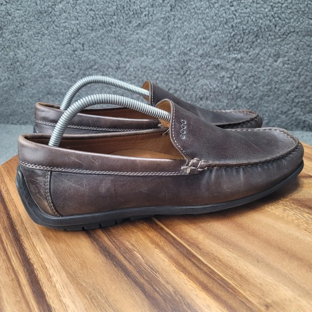 Ecco Loafers‎ Shoes Brown Leather Mens Size 10.5 / EU 44 Slip On Moccasins Dress